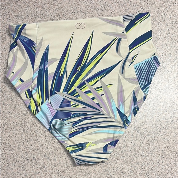 CALIA by Carrie Underwood Cream and Blue High-Waisted Bikini - Picture 3 of 3